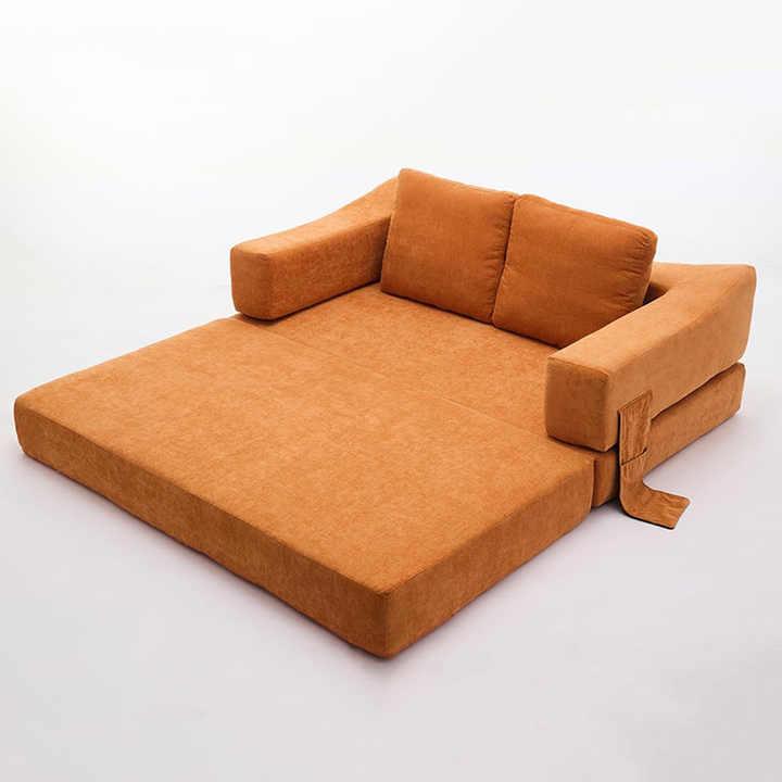 70" Living Room Compressed Foam Sofa with Pull Out Bed & Removable Armrests