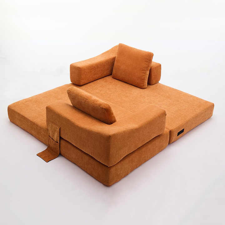 70" Living Room Compressed Foam Sofa with Pull Out Bed & Removable Armrests