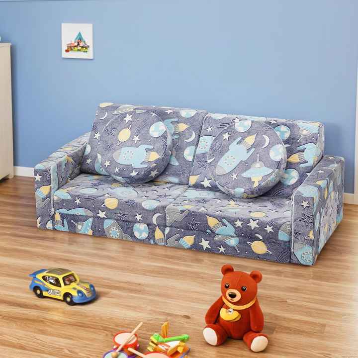12pcs Kids Playroom Versatile Modular Couch with Green Glow