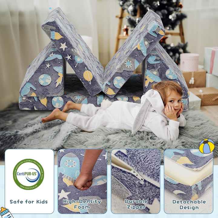 12pcs Kids Playroom Versatile Modular Couch with Green Glow