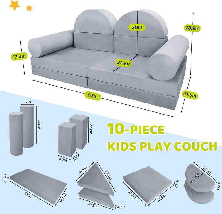 Kids Toddler Modular Couch & DIY Play Blocks
