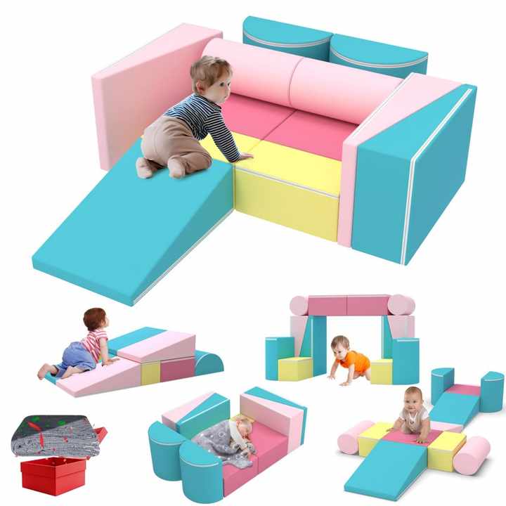 12pcs Kids Soft Foam Play Building Blocks With Color-blocking