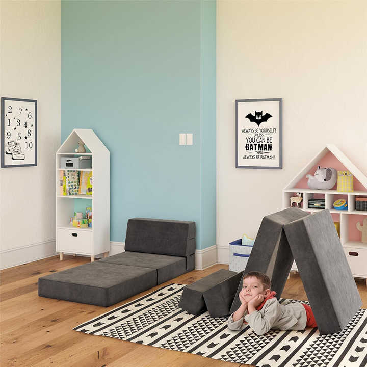Kids 3-in-1 Modular Convertible Folding Sofa - Compressed Foam Mattress