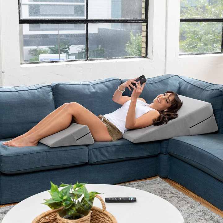 Compressed Foam Bed Wedge Pillow Set for Back and Knee Support