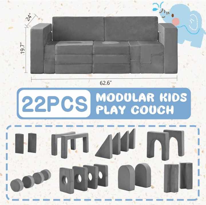 22pcs Foam Modular Cobinationa Blocks - 1000+DIY Creative