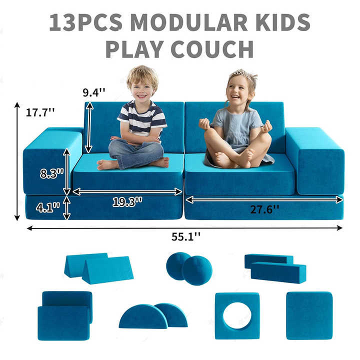 12PCS Toddler Modular Composable Couch for Children Playroom