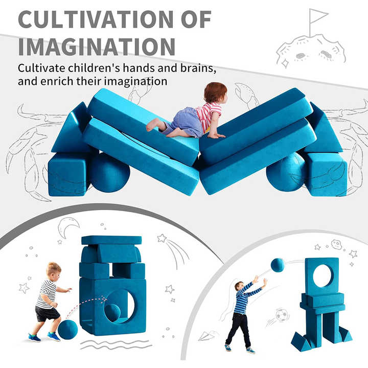 12PCS Toddler Modular Composable Couch for Children Playroom