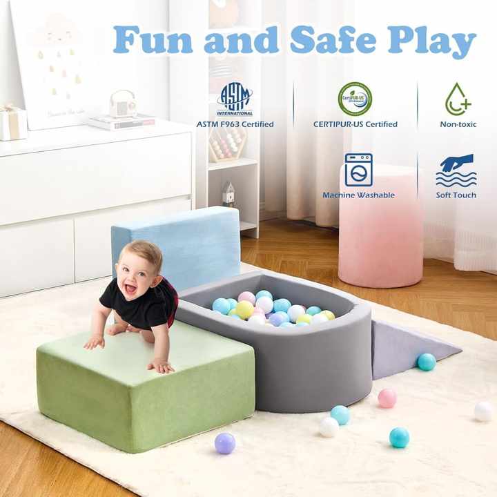 5-Piece Baby Toddlers Soft Foam Climbing Blocks Play Set