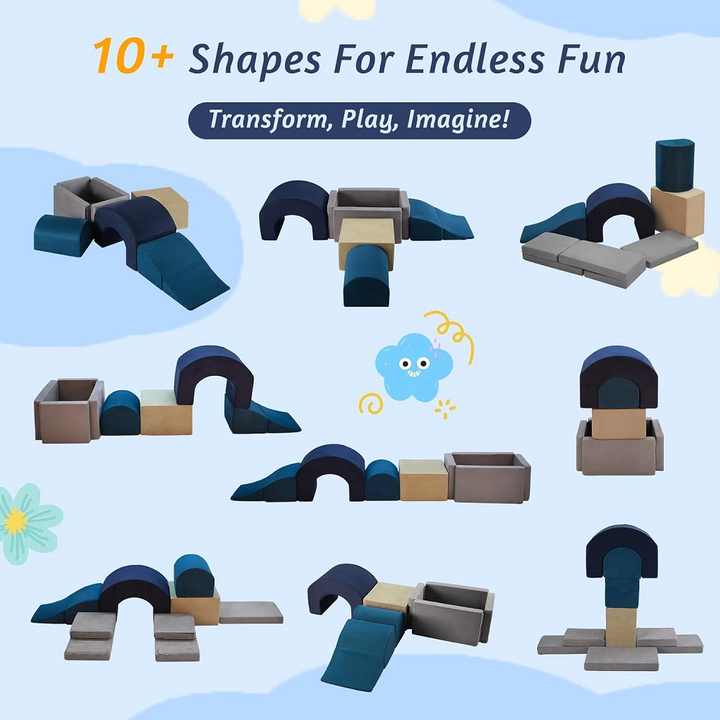 7-Piece Toddlers Kids Babies Soft Foam Climbing Blocks