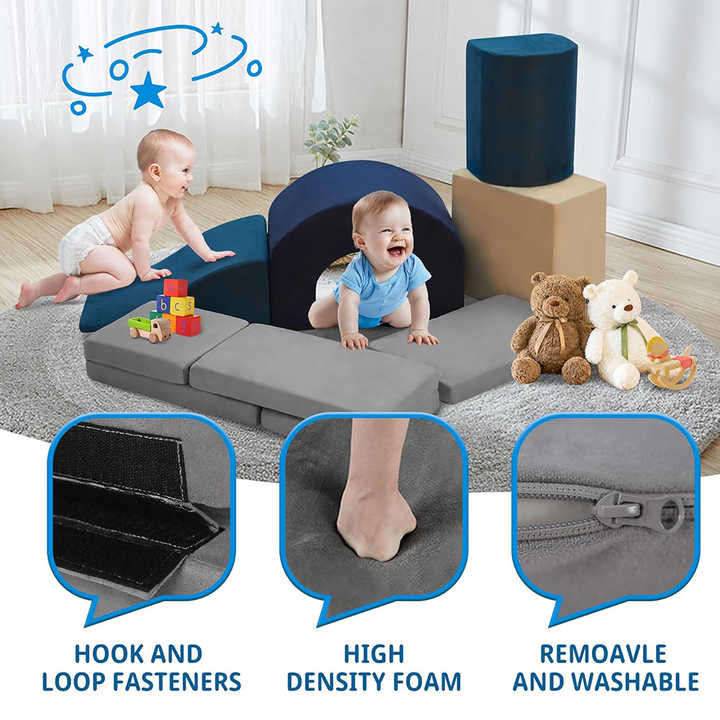 7-Piece Toddlers Kids Babies Soft Foam Climbing Blocks
