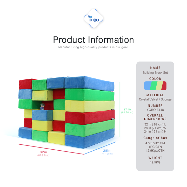 24 Modules Assorted Color Soft Foam Diy Building Blocks Toys