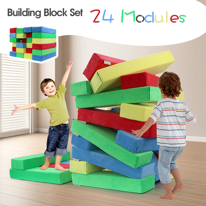 24 Modules Assorted Color Soft Foam Diy Building Blocks Toys