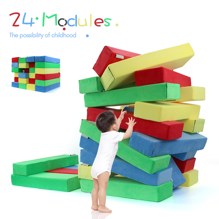 24 Modules Assorted Color Soft Foam Diy Building Blocks Toys