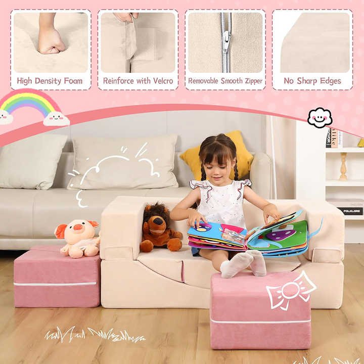Kids Relaxing Recliner Couch  - Toddler Foam Playing Cubes