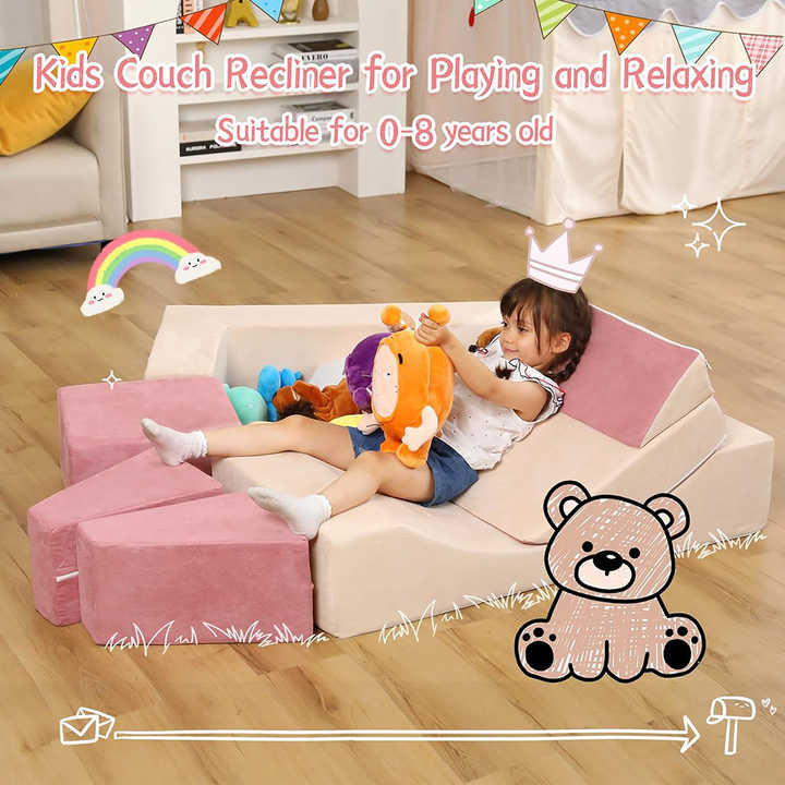 Kids Relaxing Recliner Couch  - Toddler Foam Playing Cubes