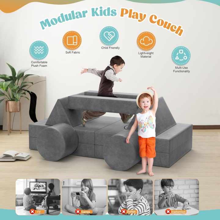 Compressiable Foam Kids Sofa and Creative DIY Playing Blocks
