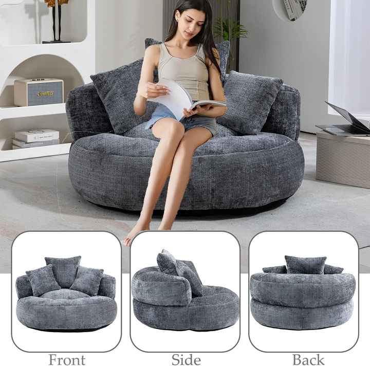 Living Room Chaise Lounges With Compression High-Density Foam Filled