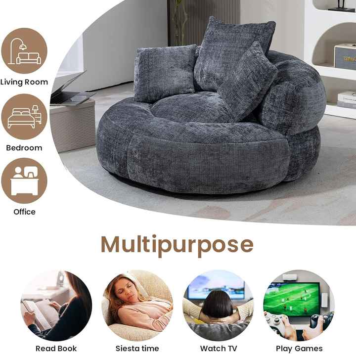 Living Room Chaise Lounges With Compression High-Density Foam Filled