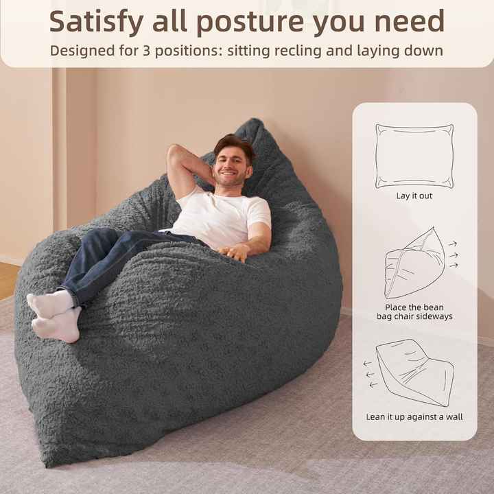 Oversized Foam Recliner Sofa Bed Lazy Bean Bag Couch