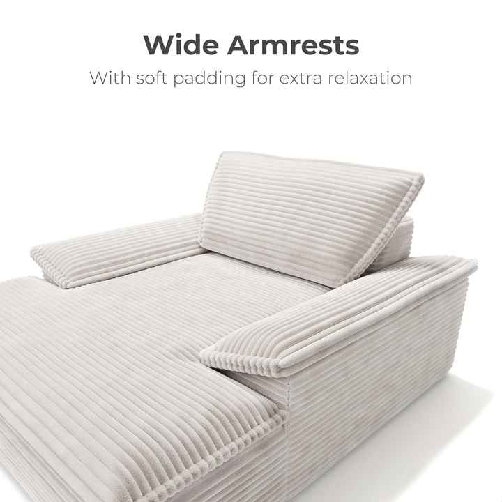 59" Single Corduroy Upholstered Sofa with Thick Cushions and Armrests