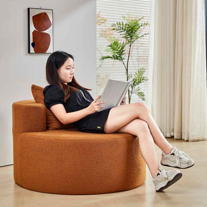 Round Lazy Chaise Lounge Sofa with Roll Compressed Package