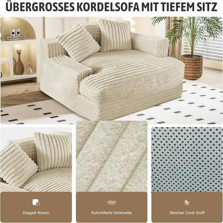 Soft Corduroy Lazy Futon Sofa - Sleeper Chaise Lounges