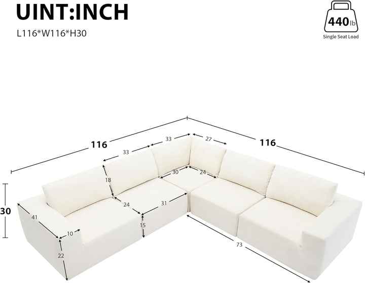 Modern Minimalist Compressed Modular Sectional Sofa