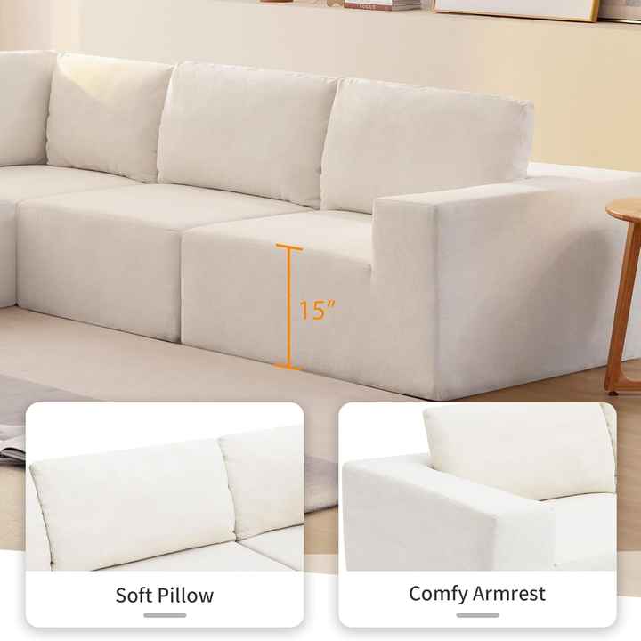Modern Minimalist Compressed Modular Sectional Sofa