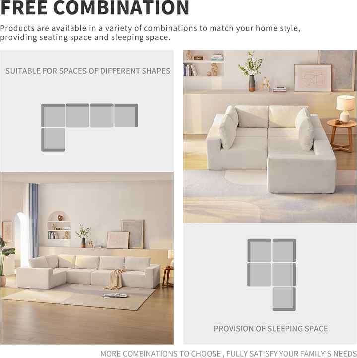 Modern Minimalist Compressed Modular Sectional Sofa