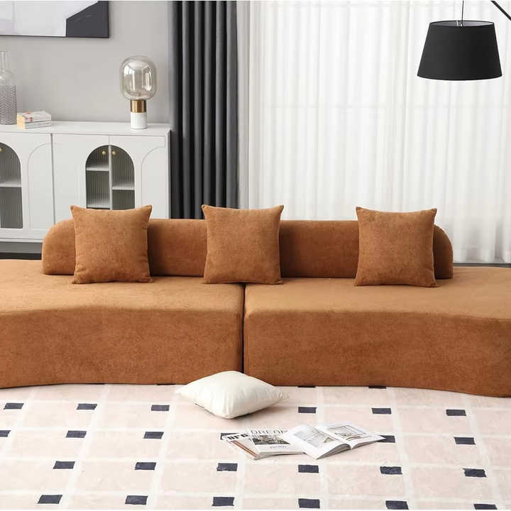 Curved Sectional Sofa Couch For Living Room Apartment Bedroom