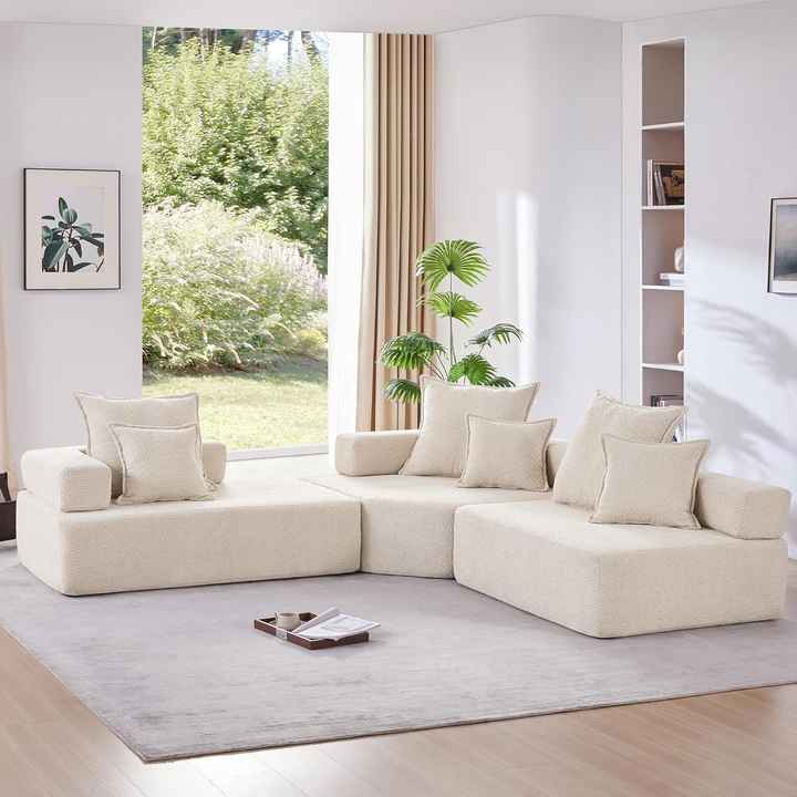 Oversized L Shape Modular Compressed Sofa Set