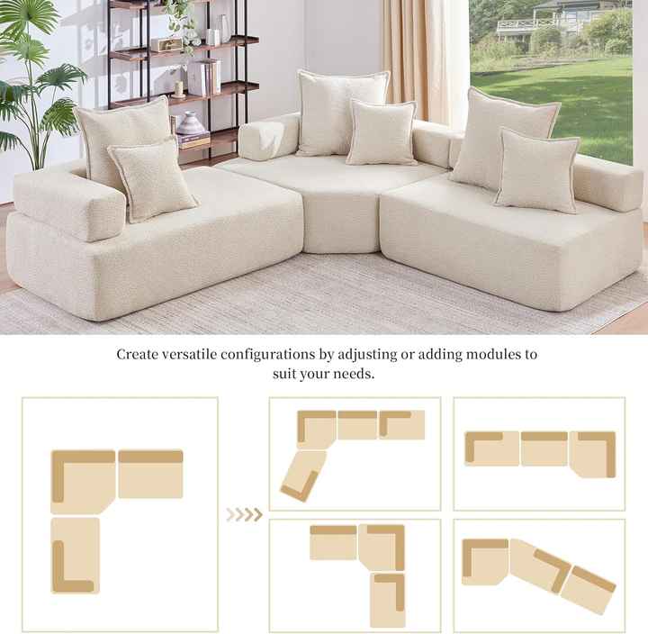 Oversized L Shape Modular Compressed Sofa Set