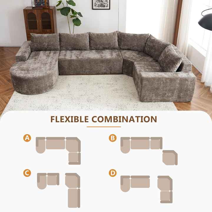 141.7in Oversized U Shape Combinate Sofa With Vacuum Compression Package