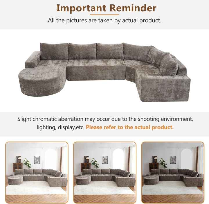 141.7in Oversized U Shape Combinate Sofa With Vacuum Compression Package