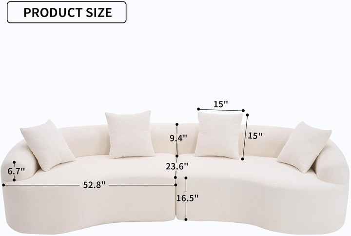 103" Curved Modern Minimalist Sofa Couch Set