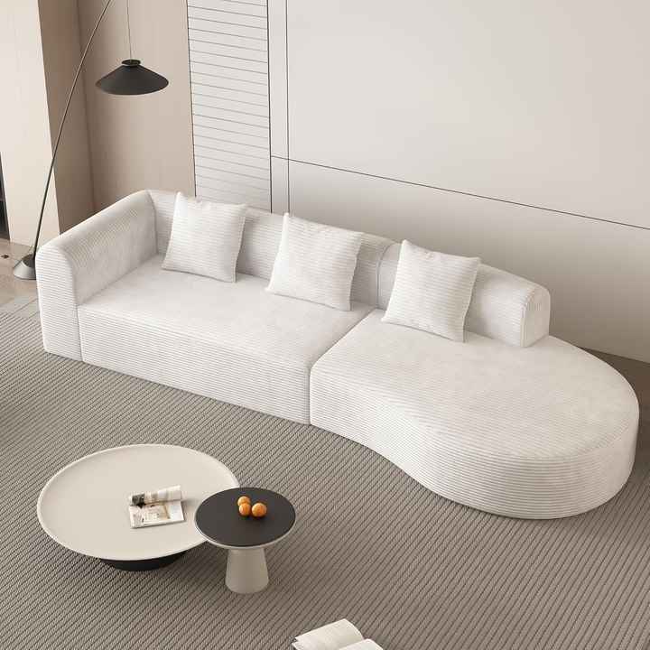 123" Curved Chenille Fabric Cloud Sofa