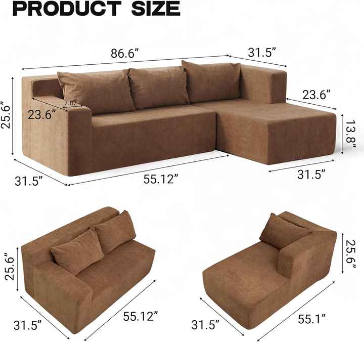 L Shaped Modular Sectional Sofa Set