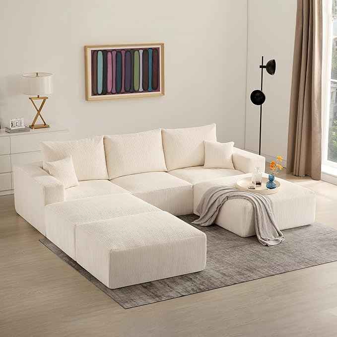 113'' Sectional Cloud Boneless Sofa Couches for Living Room
