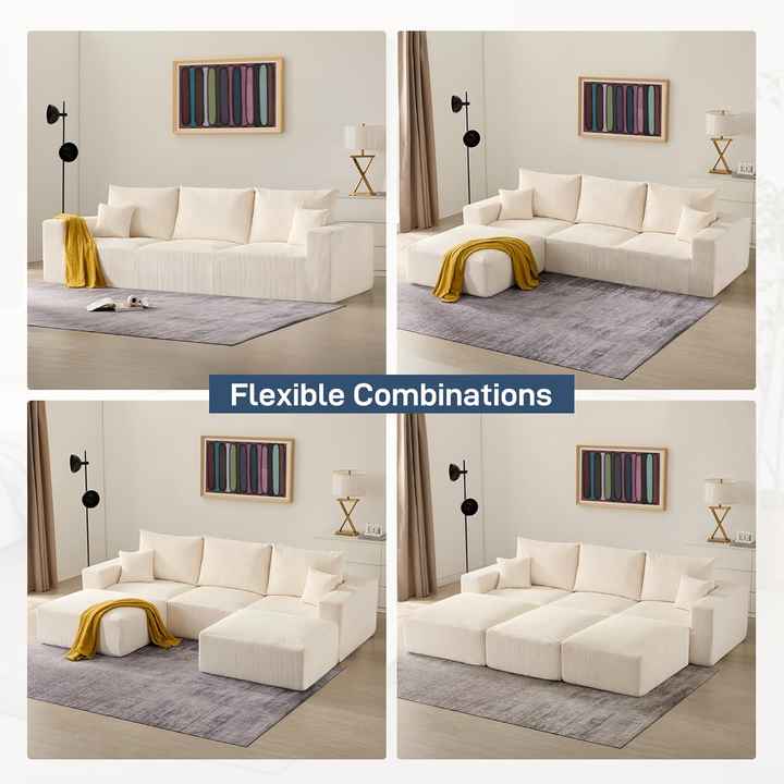 113'' Sectional Cloud Boneless Sofa Couches for Living Room