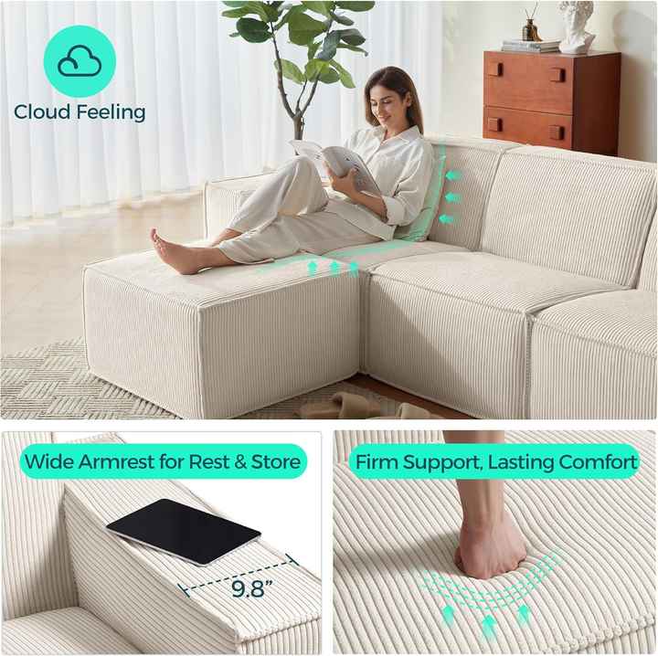 105" Living Room Modular Combination Sofa with High Density Foam Compressed