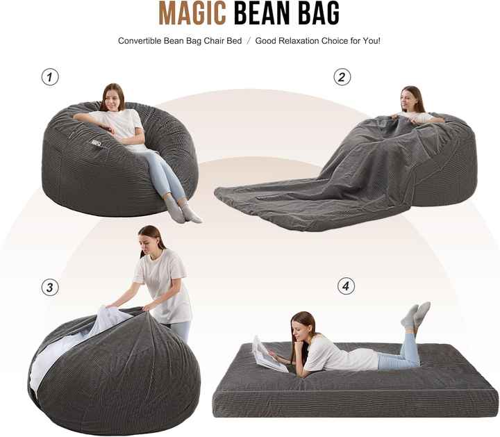 Removable Variable Shape Convertible Bean Bag Chair