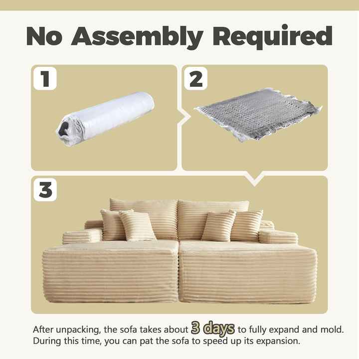 Oversized Modular Sectional Sofa Bed With Vacuum Compressed Package