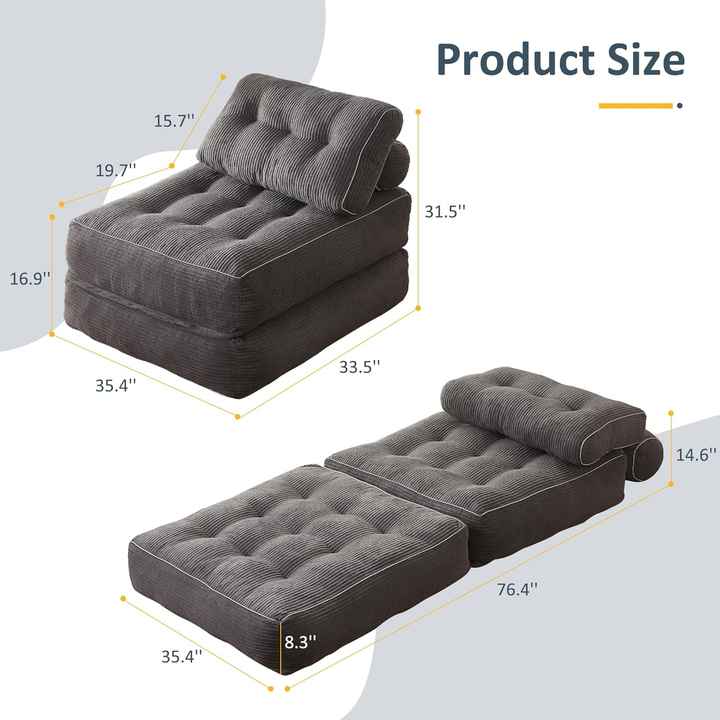 Modern Foldable Futon Sofa Couch Bed