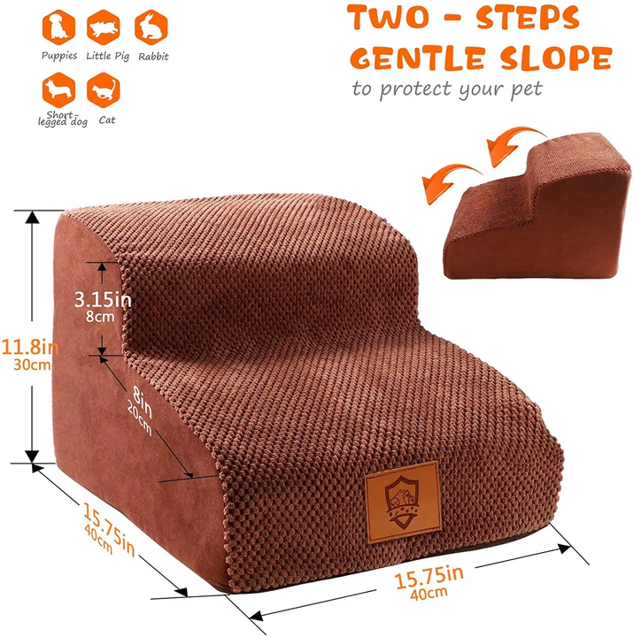 Pet Stair Removable and High Elastic Sponge Cat Stairs 2 Steps Dog Stairs for High Beds and Couch