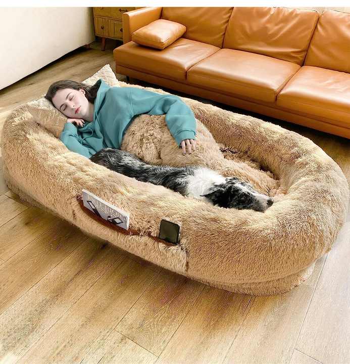 Comfortable Washable Super Soft Fluffy Plush Dog Bed Warm Round Customized Pet Dog Bed for pets