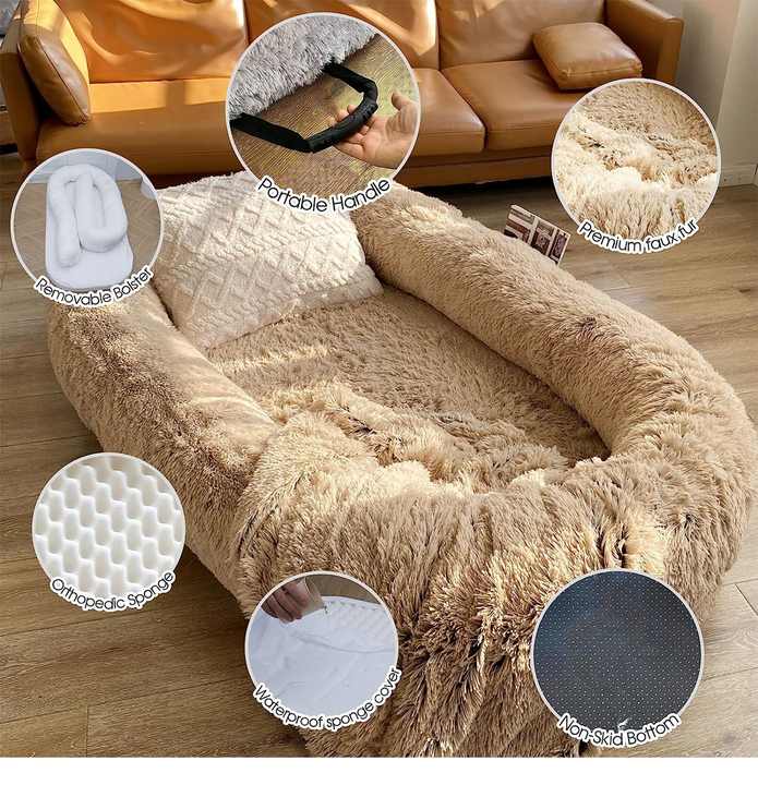 Comfortable Washable Super Soft Fluffy Plush Dog Bed Warm Round Customized Pet Dog Bed for pets