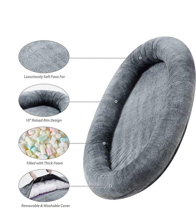 Comfortable Washable Super Soft Fluffy Plush Dog Bed Warm Round Customized Pet Dog Bed for pets