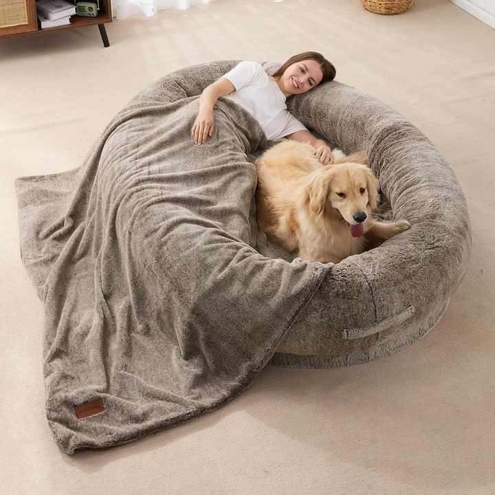 Washable Fur Cover Giant Beanbag Bed Human-Sized Large Human Dog Bed for Adults&Pet