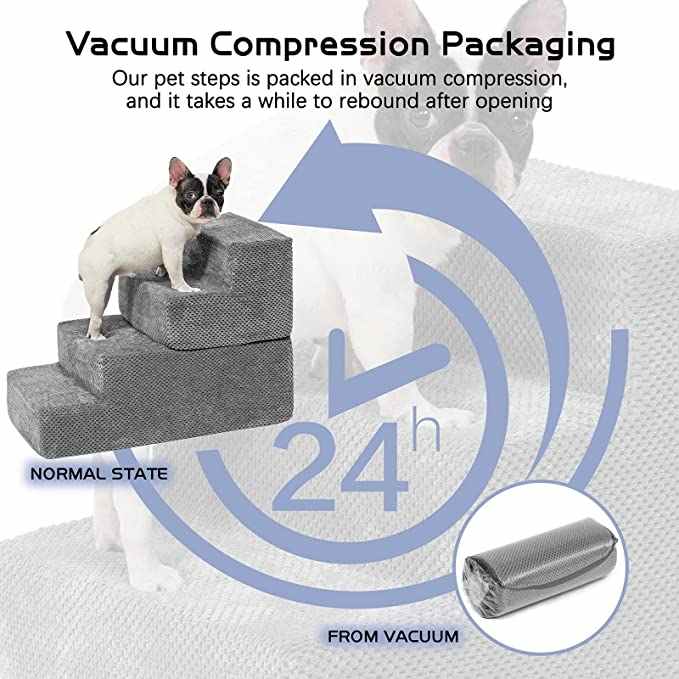 Multifunctional 4-Step Anti-Slip Foldable Foam Dog Steps with Removable Washable Cover for Smaller and Elder Pets