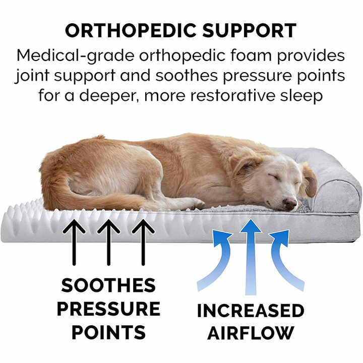 Gray Removable Bolsters & Washable Cover Orthopedic Dog Bed for Large/Medium Dogs